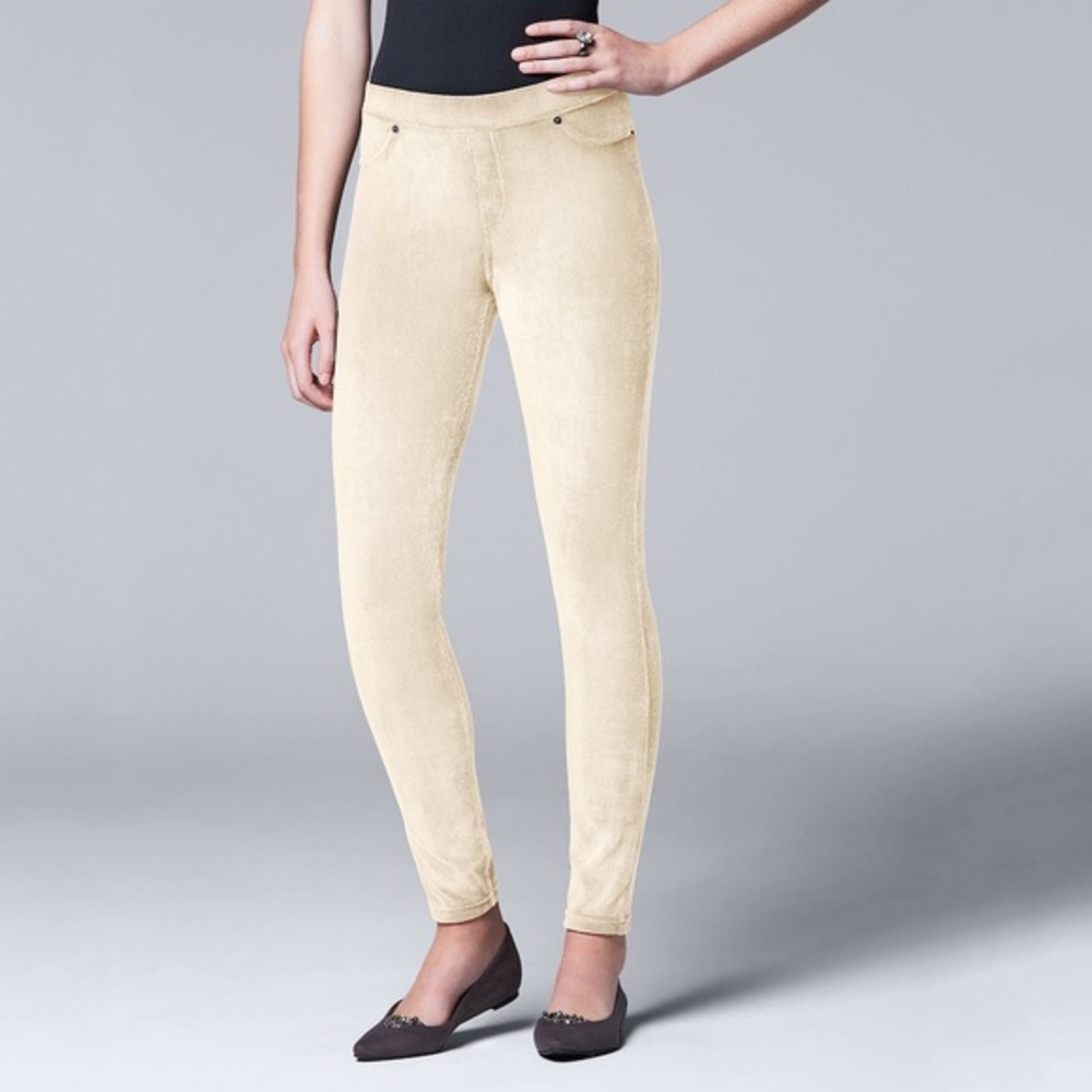 NWT- Verawang Corduroy Leggings - Cream colored